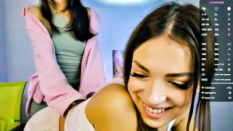 Nova Rune shy teen with friend in teasing Chaturbate cam show