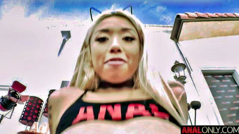 Gia Dibella blonde in anal-only crop top with cat ears POV tease
