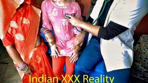 Indian doctor examines desi women in saree and pink dress cosplay