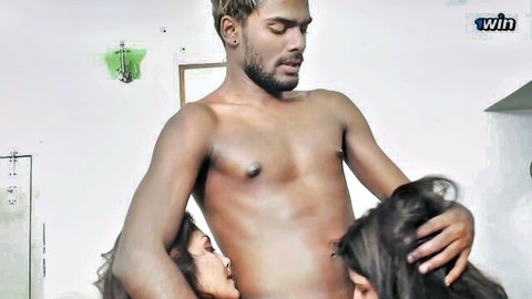 Bootylicious Desi women in Indian threesome hump with dirty pop-shot on stomachs