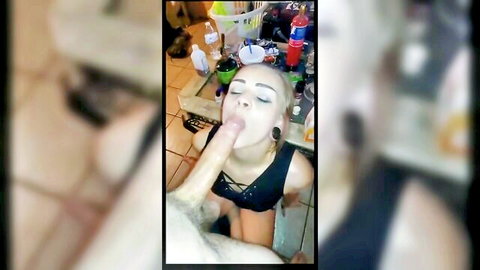 Amateur deepthroat blowjob with visible throat bulge POV