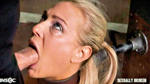 Angel Allwood deepthroated in BDSM restraint with Dee Williams, Sexually Broken