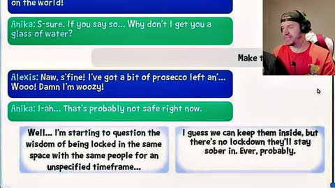 Woozy catgirls Anika and Alexis chat about prosecco and lockdown in steamy pillow fight scene