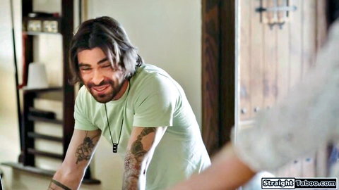 Lucky Fate as tattooed stepbro smiling in doctor roleplay with stepsis