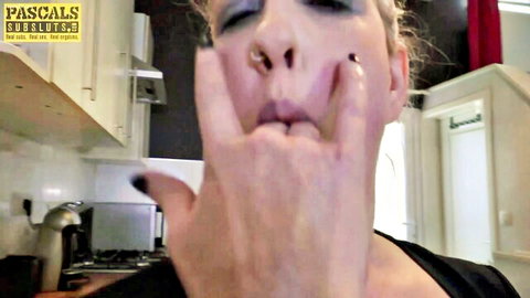 British MILF Primal Moon teasing with hand gesture closeup