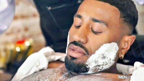 Braxton Cruz getting sensual shave in barber chair