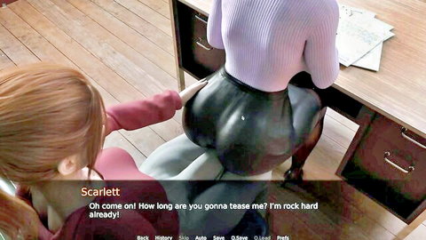 Scarlett teases big ass in tight leather pants office