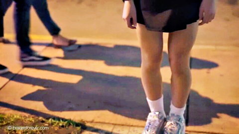 Tay Tay night walk in sheer mini skirt showing panties