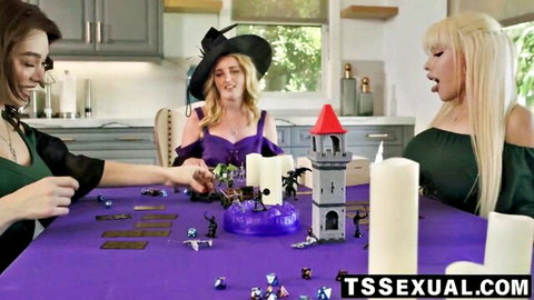Coco Lovelock in witchy threesome setup with two TS hotties