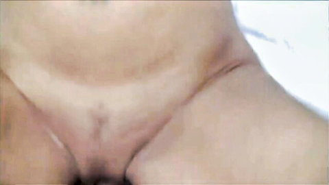Close-up of mom's wet pussy after son's creampie cumshot