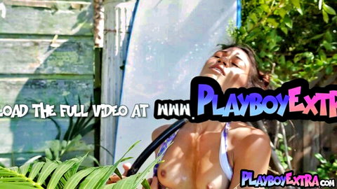 Hannah Le petite Asian MILF drops bikini for nude outdoor pose