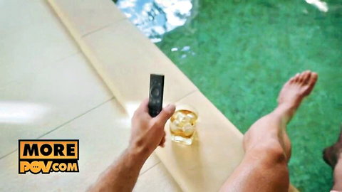 Shalina Devine & Lya Cutie POV tease by pool with drink & remote