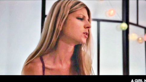 Gina Gerson seductive profile, blonde Russian petite beauty in tank top