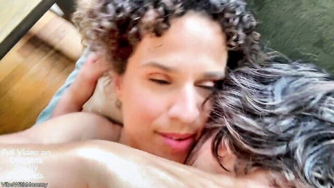 VibeWithMommy cuddling nude partner intimately post-sex