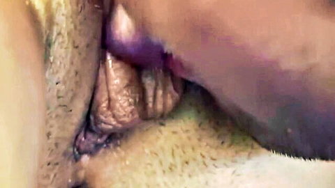 Thick cock penetrating hairy wet pussy in close-up intense fuck session