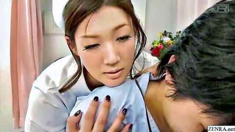 Mari Hosokawa in nurse uniform intimately hugging patient in JAV hospital scene