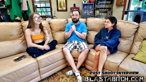 Mira Monroe in post-shoot interview after hard fuck and blowjob scene