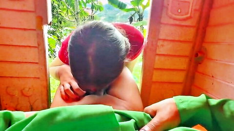 Julianaburning in red top bends over for doggy style fuck in enchanted house