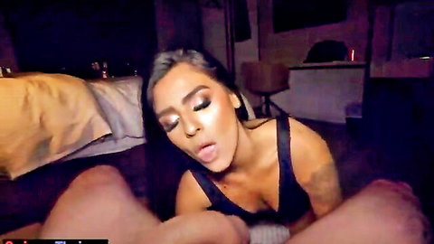 Colombian Latina amateur giving deep blowjob in hot oral sex scene