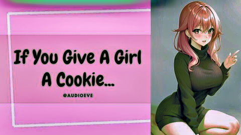 Anime submissive girlfriend in green turtleneck teases with cookie ASMR roleplay
