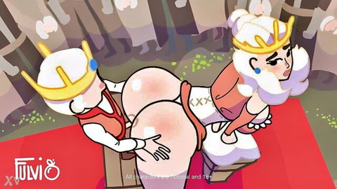 Anime lesbian kings in explicit ass grab scene