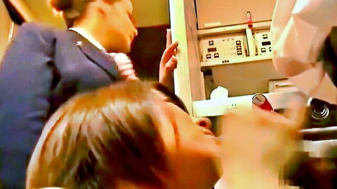 Natasha Nice giving oral in Japanese porn medical exam scene
