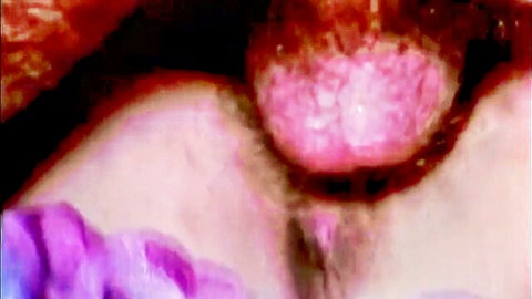 Extreme close-up of wet pink pussy lips and clit in vintage retro porn