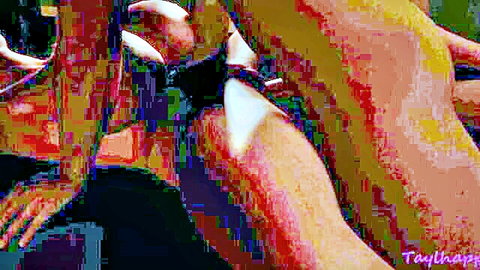 Busty 3D animated babe with huge tits groped by hands