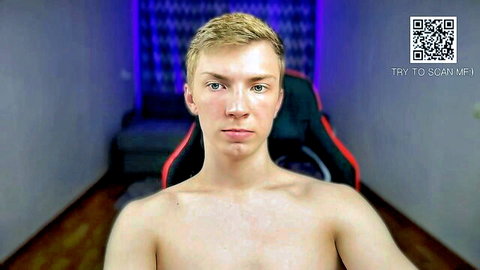 Blond twink Iron Chapman shirtless and horny in gay amateur video