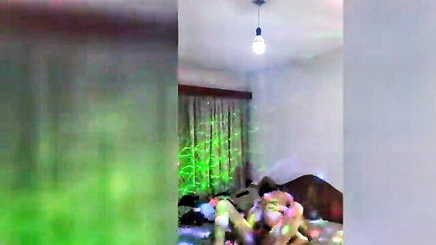 Blurry amateur couple in explicit vaginal sex on bed