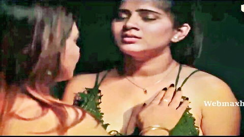 Two Indian women in green lingerie sharing intimate touch in Kya Khoob Lagti Ho Ullu series