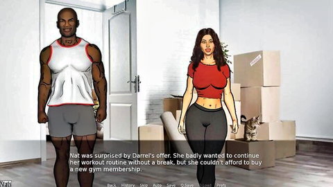 Curvy EroticTalker surprised by muscular black neighbor amid moving boxes