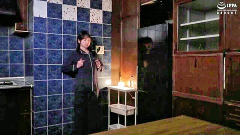 Asian woman in dark blazer posing in beauty salon JAV scene