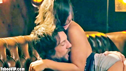 Hot Latina teen groupie intimately embraced by her idol, topless passion