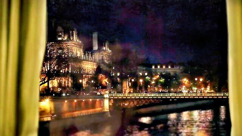 Romantic Paris night view from window, Victoria Justice in Trust (2021) scene