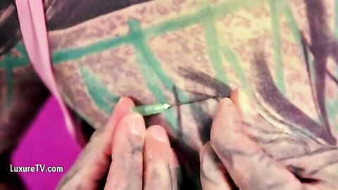 BDSM latex needle anal play fetish with torture and sadism elements