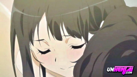 Intimate hentai embrace with blushing 18yo step-sister in anime style