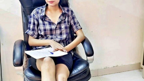 Indian model Sara in plaid shirt and short skirt, teasing amateur style