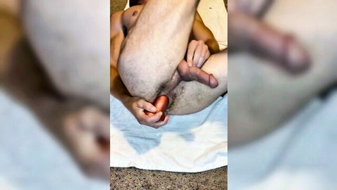 SaltyBanana solo deep anal with immense 20-inch buttplug insertion