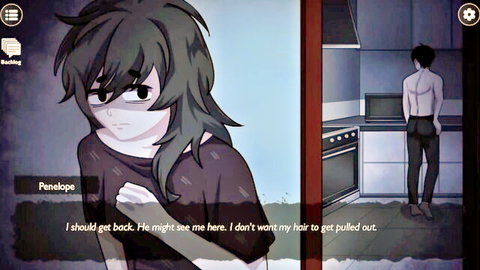 Anime homeless girl Penelope spies on shirtless man in attic scene