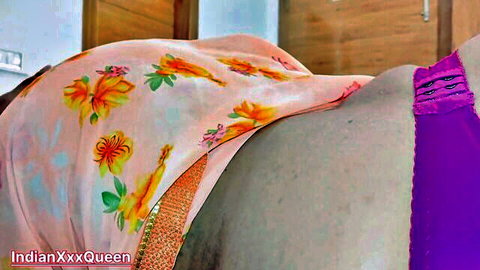 Indian xxx Queen bent over in doggystyle, saree lifted exposing ass in HD