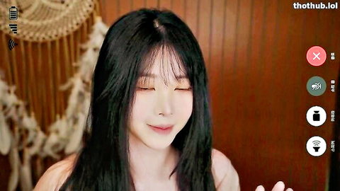 Yoon Ying ASMR video call close-up, smiling Korean beauty