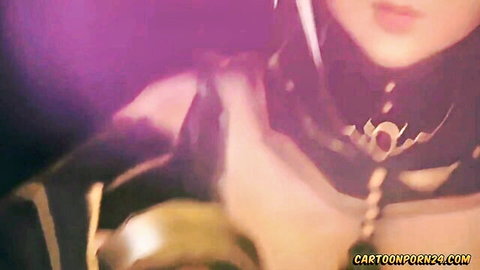 Two hot 3D animated babes sucking big dick in intense threesome