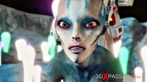 3D animated blue alien girl in doggystyle scene from 3DXPassion studio
