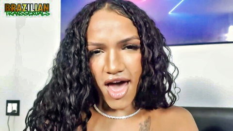 Thaysa Lopes Brazilian transsexual teases with tongue out in comeback
