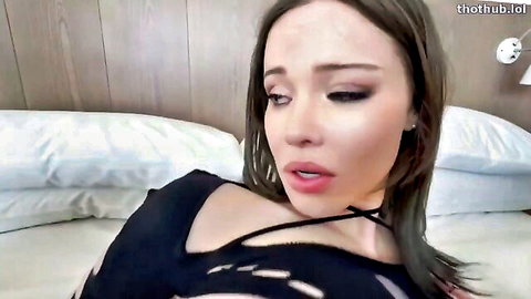 Okichloeo seductive in torn black top exposing breasts
