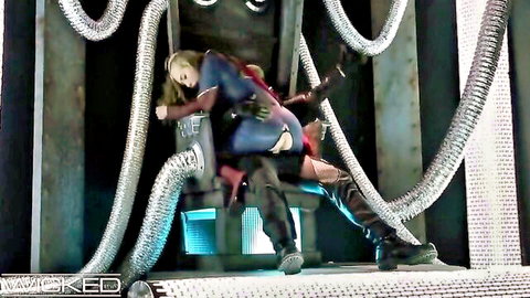 Blonde Supergirl cosplay seduces villain for intense anal sex scene