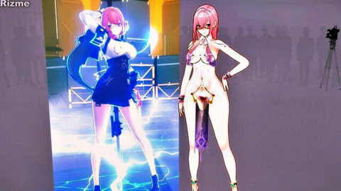 Hentai Yanagi in sci-fi outfit and nude pose, explicit anime sex scene