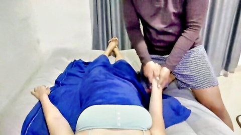 Indonesian MILF gets sensual arm massage from young guy in happy ending setup