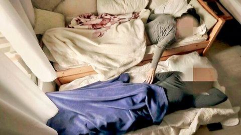 Stepmother giving blowjob to stepson in bed Sunday morning